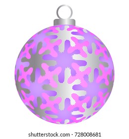 Pink christmas ball with silver pattern.