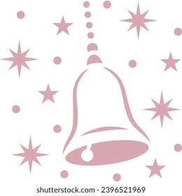 Pink Christmas bell with transparent background