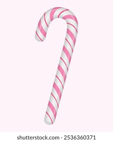 Pink Christmas Candy Cane. Pink Candy flat design isolated vector illustration.