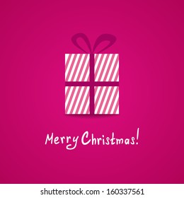 pink Christmas card with a gift
