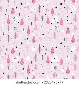 Pink Christmas Clipart Ornaments Seamless Pattern