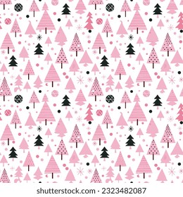 Pink Christmas Clipart Ornaments Seamless Pattern