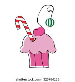 Pink Christmas Cupcake