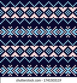 Pink Christmas fair isle pattern background for fashion textiles, knitwear and graphics