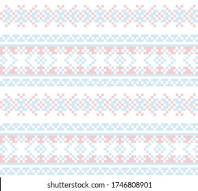Pink Christmas fair isle pattern background for fashion textiles, knitwear and graphics