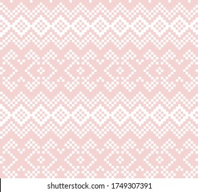 Pink Christmas fair isle pattern background for fashion textiles, knitwear and graphics