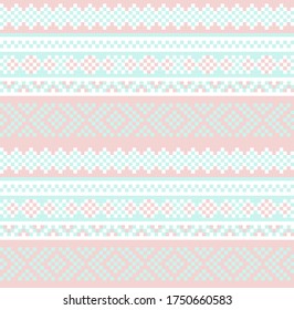 Pink Christmas fair isle pattern background for fashion textiles, knitwear and graphics