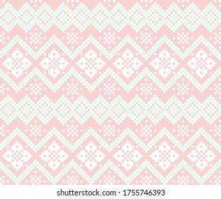 Pink Christmas fair isle pattern background for fashion textiles, knitwear and graphics