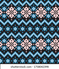 Pink Christmas fair isle pattern background for fashion textiles, knitwear and graphics