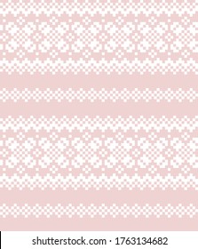 Pink Christmas fair isle pattern background for fashion textiles, knitwear and graphics