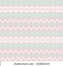 Pink Christmas fair isle pattern background for fashion textiles, knitwear and graphics