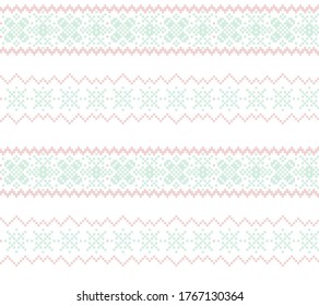 Pink Christmas fair isle pattern background for fashion textiles, knitwear and graphics