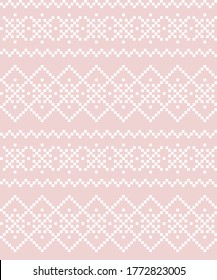 Pink Christmas fair isle pattern background for fashion textiles, knitwear and graphics
