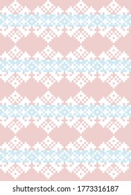 Pink Christmas fair isle pattern background for fashion textiles, knitwear and graphics