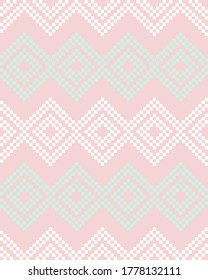 Pink Christmas fair isle pattern background for fashion textiles, knitwear and graphics