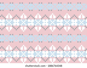Pink Christmas fair isle pattern background for fashion textiles, knitwear and graphics