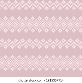 Pink Christmas fair isle pattern background for fashion textiles, knitwear and graphics