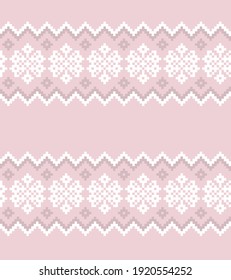 Pink Christmas fair isle pattern background for fashion textiles, knitwear and graphics