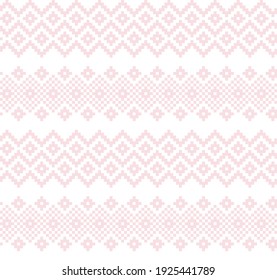 Pink Christmas fair isle pattern background for fashion textiles, knitwear and graphics
