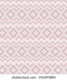 Pink Christmas fair isle pattern background for fashion textiles, knitwear and graphics