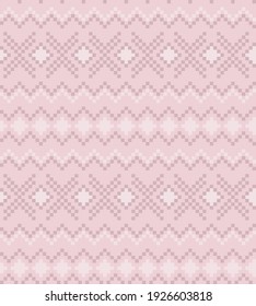Pink Christmas fair isle pattern background for fashion textiles, knitwear and graphics