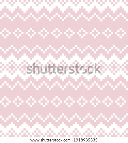Pink Christmas fair isle pattern background for fashion textiles, knitwear and graphics