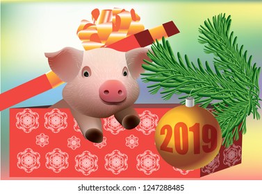 pink Christmas pig