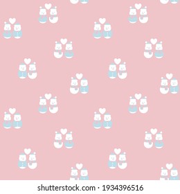 Pink Christmas Snowman seamless pattern design for website graphics, fashion textile