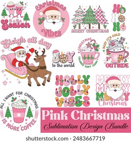 Pink Christmas Sublimation Design Bundle