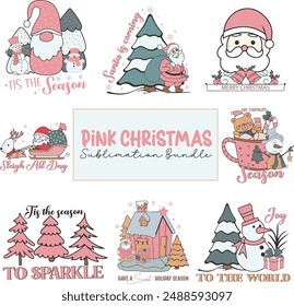 Pink Christmas Sublimation Design Bundle