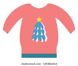 Pink Christmas sweater with tree design