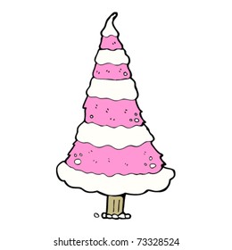 pink christmas tree cartoon