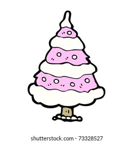 desenho animado árvore de natal rosa