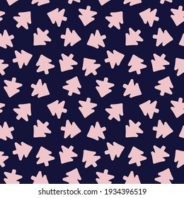 Pink Christmas Tree seamless pattern design for website graphics, fashion textile