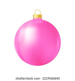 Pink Christmas tree toy Realistic color illustration