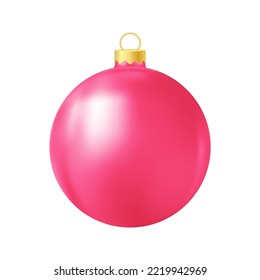 Pink Christmas tree toy Realistic color illustration