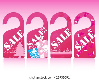 pink christmas vector sale tag set of four