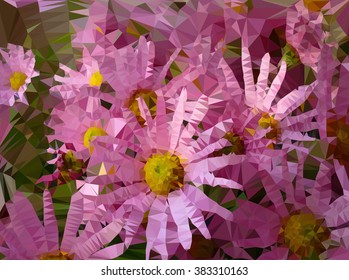 Pink Chrysanthemum bush, autumn flower, triangle abstract pattern