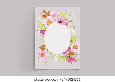pink chrysanthemum floral background and frame card 