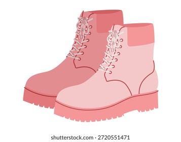 Rosto chunky laço tornozelo botas mulheres par liso. Colar acolchoado com piso de lug para recepção, gala, noite sofisticada, ilustração de moda técnica CAD mockup refinado vetor homens unisex estilo isolado