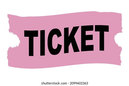 A pink cinema style ticket over a white background