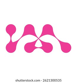 Pink circle blob connect pattern. Organic morphing shapes and logo dots. Flat vector illustration isolated on white background.