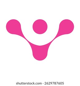 Pink circle blob connect pattern. Organic morphing shapes and logo dots. Flat vector illustration isolated on white background.
