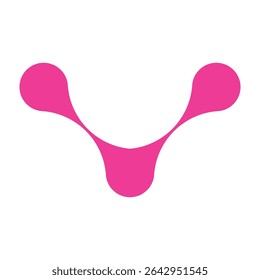 Pink circle blob connect pattern. Organic morphing shapes and logo dots. Flat vector illustration isolated on white background.