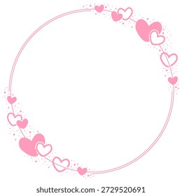 Pink Circle Border Frame Decorated With Glitter Love Heart Pattern Ornament