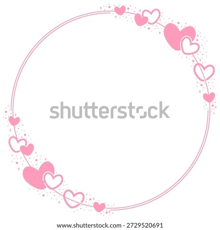 Pink Circle Border Frame Decorated With Glitter Love Heart Pattern Ornament