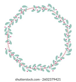 Pink Circle Borders Frame With Pink And Green Leaf Decoration