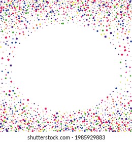 Pink Circle Color Illustration. Pattern Dot Texture. Blue Falling Round Isolated. Yellow Paper Geometric.