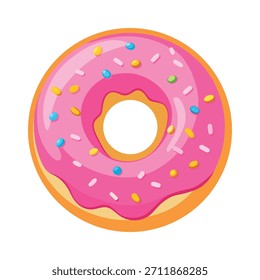 Rosado rosquinha rosquinha com borrifo ilustração vetor para sobremesa doce pastelaria