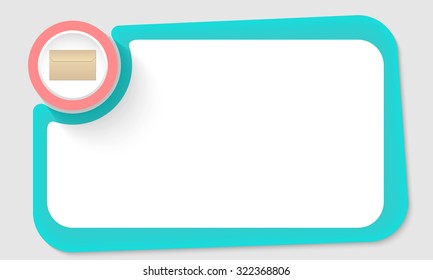 Pink circle and envelope and green frame for your text